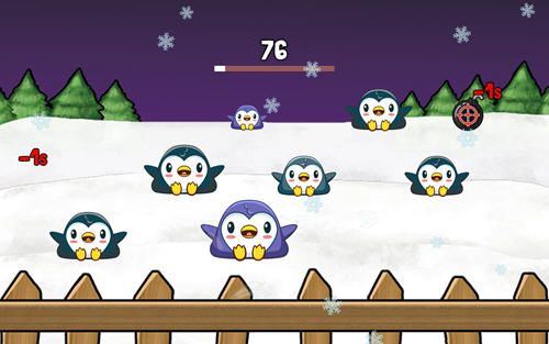 企鹅打雪仗