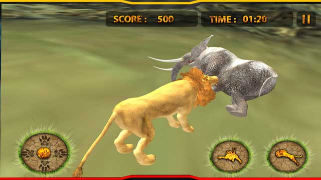 狮子追逐野生王攻击3D