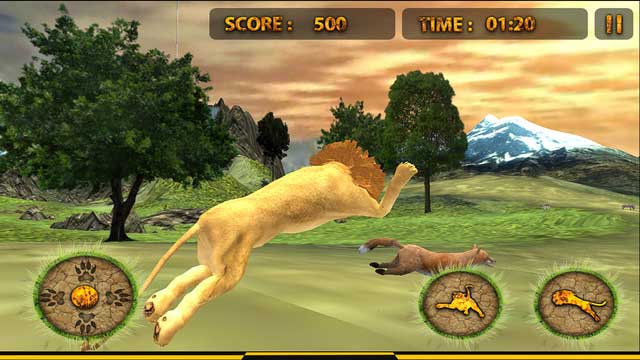 狮子追逐野生王攻击3D
