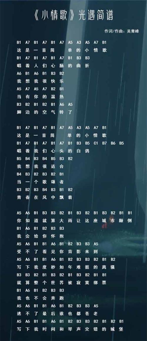 光遇小情歌钢琴谱是什么