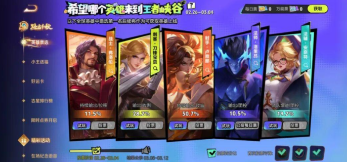 王者荣耀全球英雄票选谁第一-王者荣耀全球英雄票选投票结果