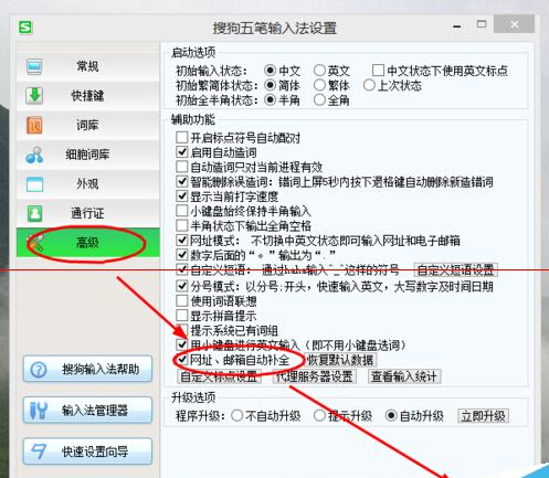 搜狗五笔输入法在输入网址邮箱时自动补全的设置方法(2)