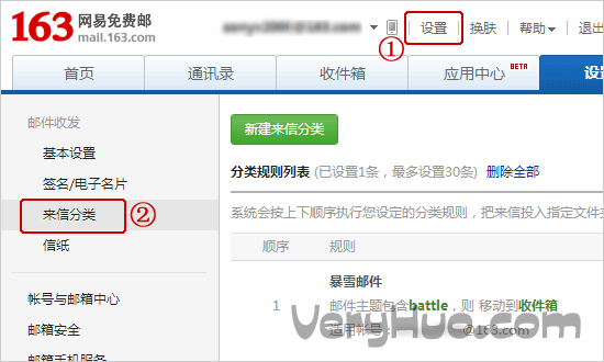 网易邮箱来信分类使用教程的内容有哪些(2)