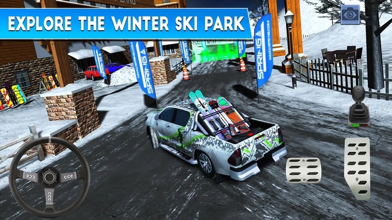 冬季滑雪公园:雪地车司机破解手机游戏截图三