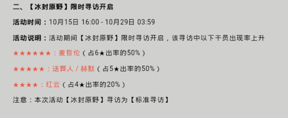 明日方舟冰封原野限时抽取活动攻略